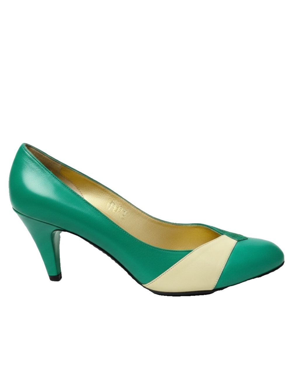 🛍️ Dior (from 1953-63) Authentic Emerald Green, Cream & Gold Color-block Pumps
